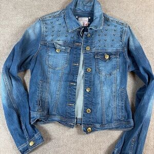 Studded Denim Jacket with Gold Buttons 1345
